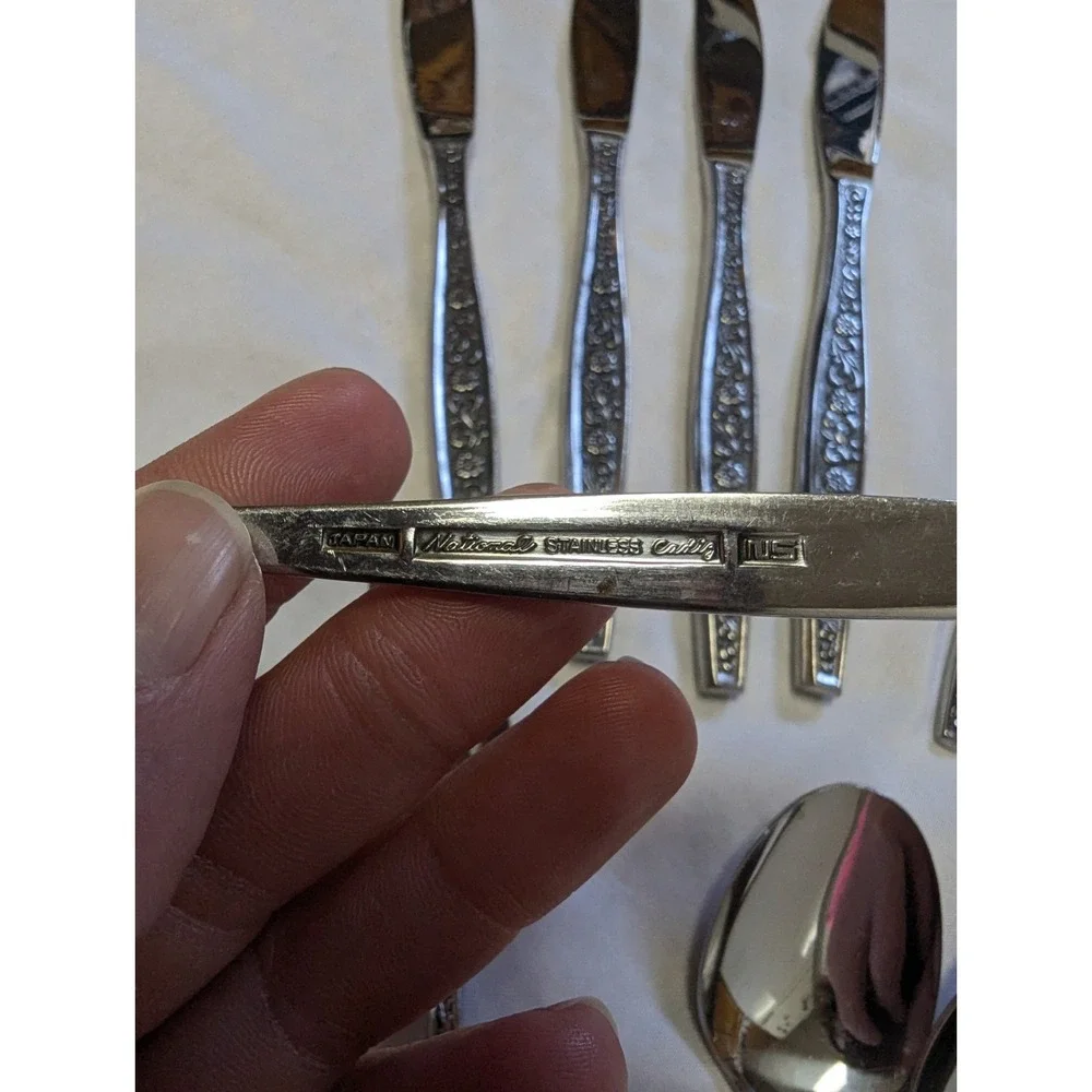National CADIZ Scroll Flower Floral Stainless Silverware Flatware 18 Pcs Japan